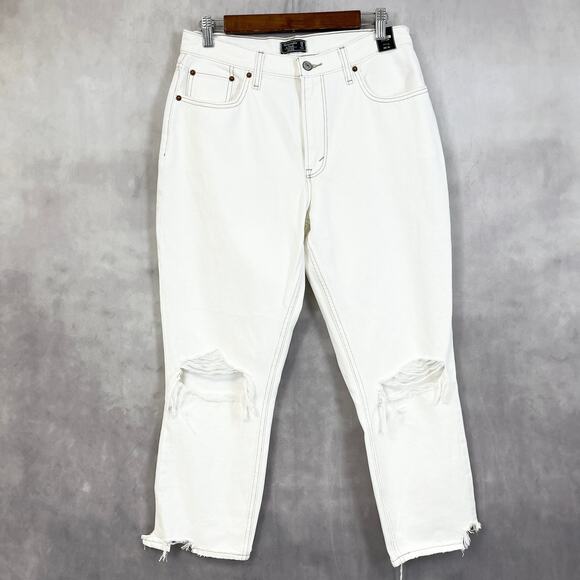 Abercrombie High Rise Mom Jeans Womens 29 8S Distressed Raw Indie Sleaze Y2K - Picture 1 of 13
